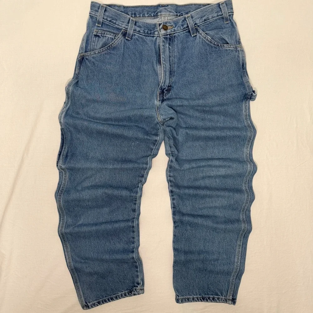 Dickies 1993SNB Carpenter Jeans Mens 32x30 Blue Denim Hammer Loop Work Pants